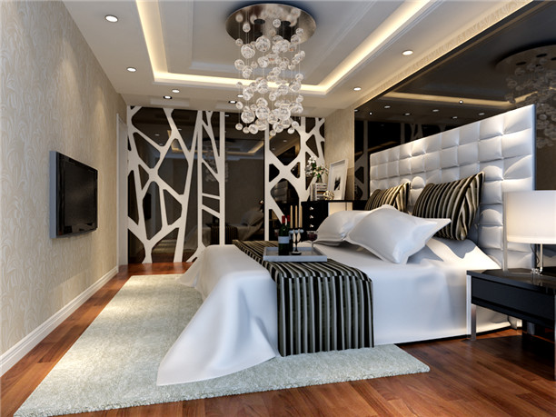 三居 简约 卧室图片来自日升装饰公司在120平三居现代风的分享