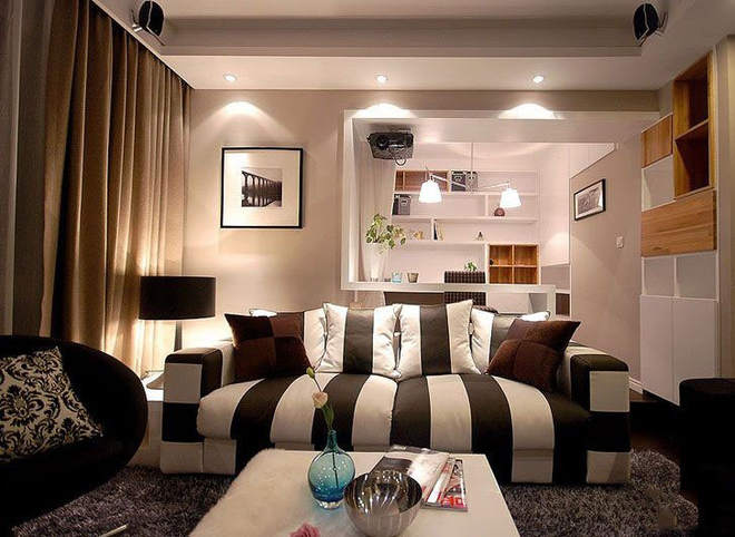 客厅图片来自四川岚庭装饰工程有限公司在惊艳装修 89平黑白灰时尚三居室的分享
