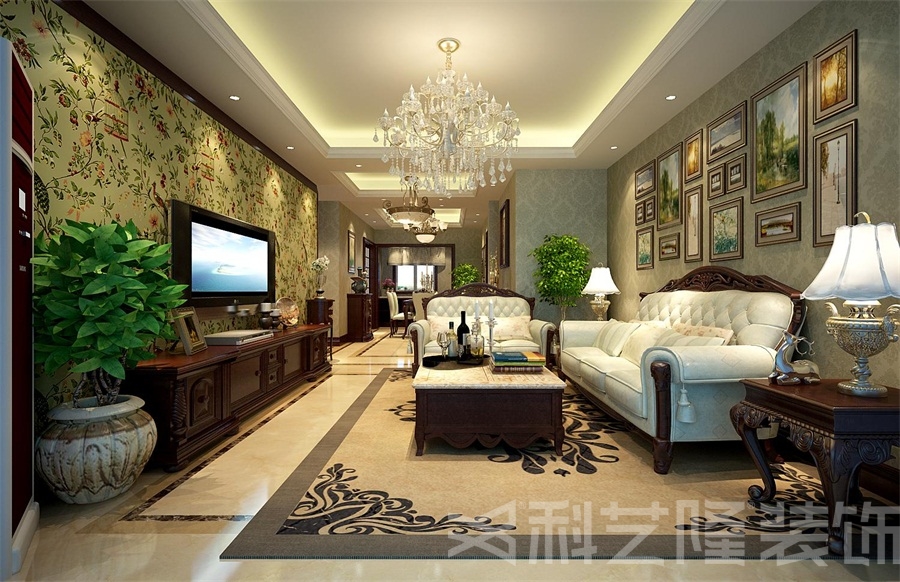 客厅图片来自天津科艺隆装饰在路劲太阳城-简欧风格-143㎡的分享
