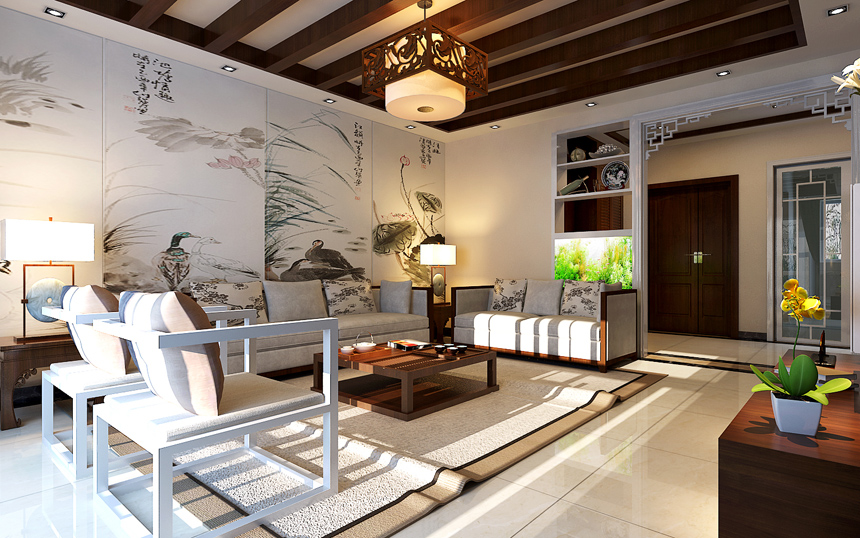 龙泊圣地 新中式 四居 客厅图片来自郑州实创装饰啊静在龙泊圣地新中式四居的分享