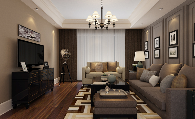 客厅图片来自四川岚庭装饰工程有限公司在现代美式风格装修案例的分享