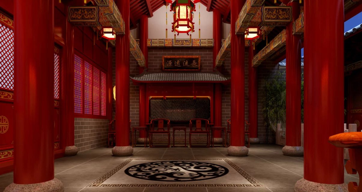 中式图片来自武汉赫伦美筑设计在陕西阴山沈氏祠堂的分享