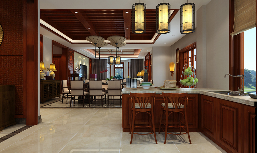 青岛装修 中式 装饰风格 餐厅图片来自青岛威廉装饰在世茂玲珑台中式设计的分享