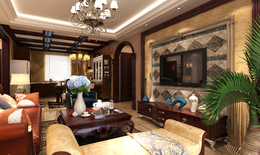 青岛装修 美式 装饰公司 客厅图片来自青岛威廉装饰在中海御城美式设计的分享