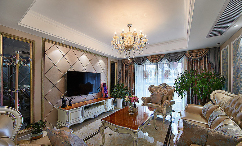 客厅图片来自家装大管家在温馨而不炫耀 120平低奢欧式3居的分享