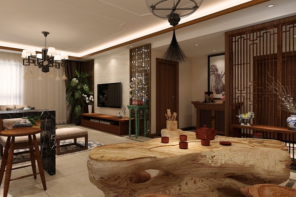四居 中式 实创 客厅图片来自快乐彩在四居室晓港名城中式装修设计的分享
