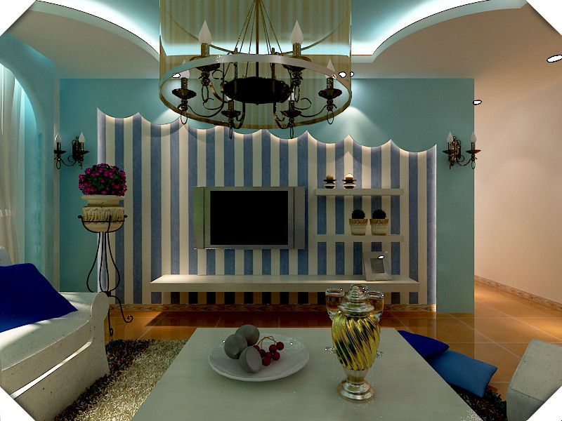 客厅图片来自天津生活家健康整体家装在金地紫云庭，地中海风格。的分享