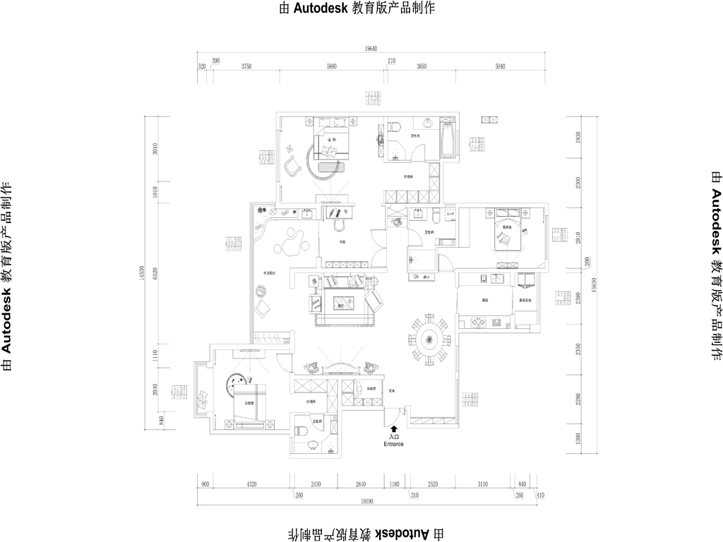 新古典 三居 装饰 装修 小资 户型图图片来自业之峰在线服务的猫在西安业之峰装饰——红枫林的分享