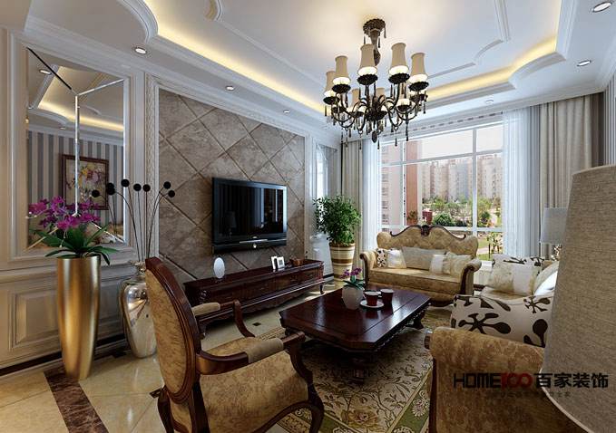 欧式 三居 中海寰宇 客厅图片来自百家设计小刘在中海寰宇天颂130平欧式风格的分享