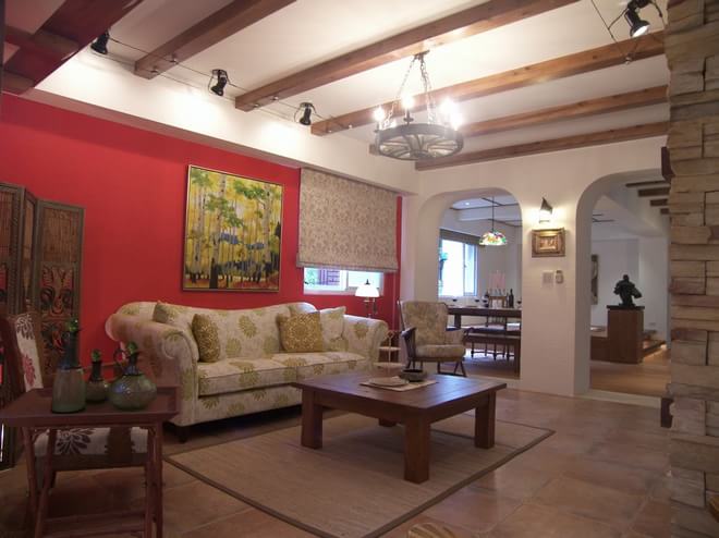 混搭 客厅图片来自四川岚庭装饰工程有限公司在西班牙乡村的豔红小窝的分享