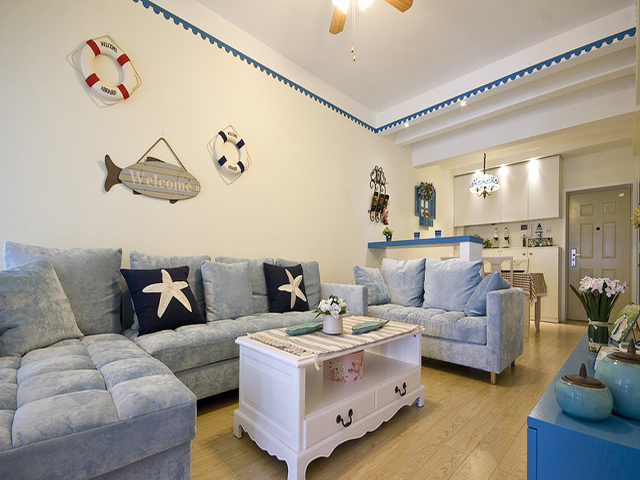 客厅图片来自四川岚庭装饰工程有限公司在浅色系浪漫地中海一居室的分享
