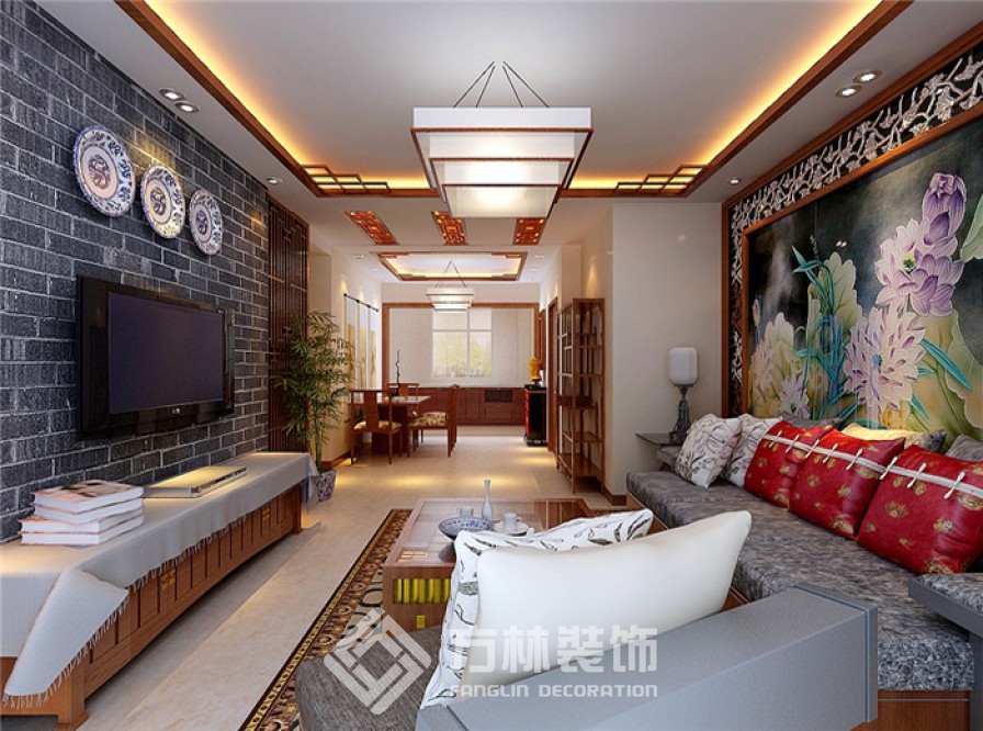 中海城 新中式 客厅图片来自方林装饰在方林装饰中海城130平新中式风格的分享
