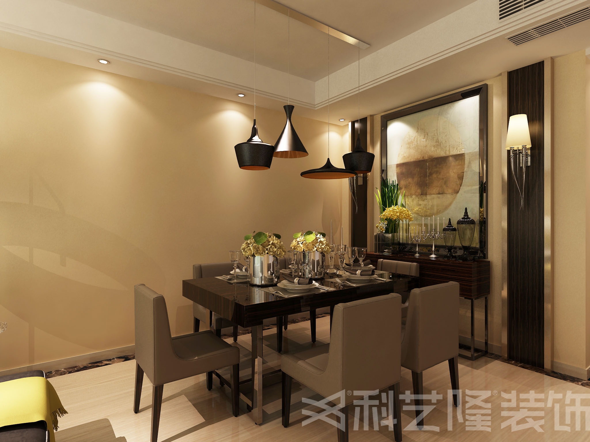 餐厅图片来自天津科艺隆装饰在津南新城-现代简约-209㎡的分享