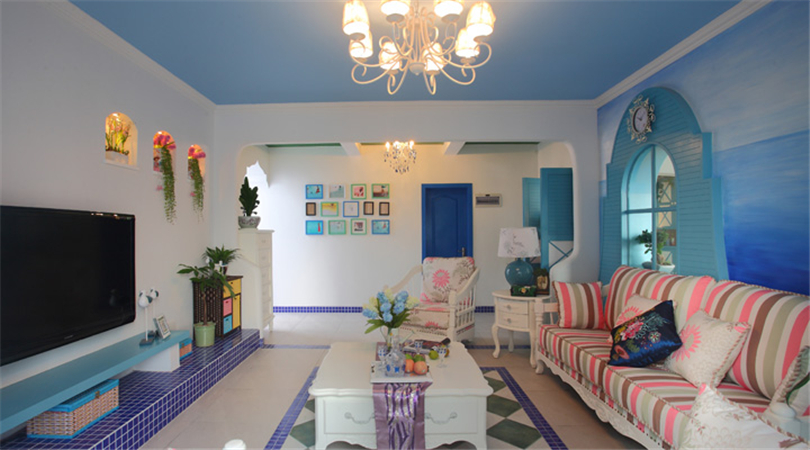 三居 白领 收纳 旧房改造 80后 小资 客厅图片来自实创装饰完美家装在万科西山庭院120平地中海案例的分享