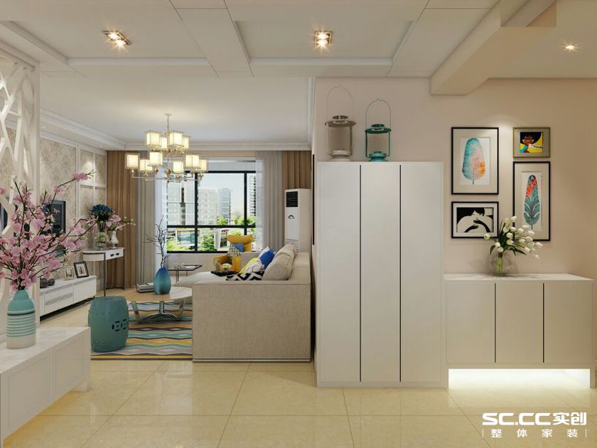 简约 三居 嘉怡水岸 二手房装修 客厅图片来自实创装饰上海公司在127平现代简约风格暖色调装修的分享