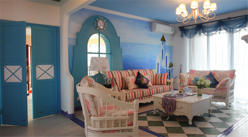 三居 白领 收纳 旧房改造 80后 小资 客厅图片来自实创装饰完美家装在万科西山庭院120平地中海案例的分享