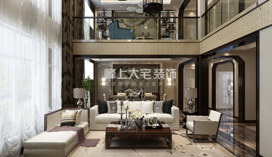 别墅 客厅图片来自峰上大宅装饰长沙在汀湘十里-新中式风格的分享