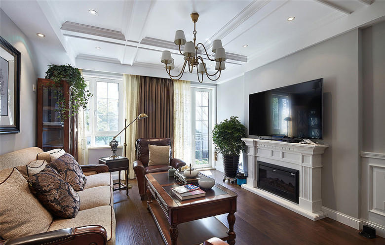 客厅图片来自家装大管家在最美139平美式风格 恬淡中小清新的分享