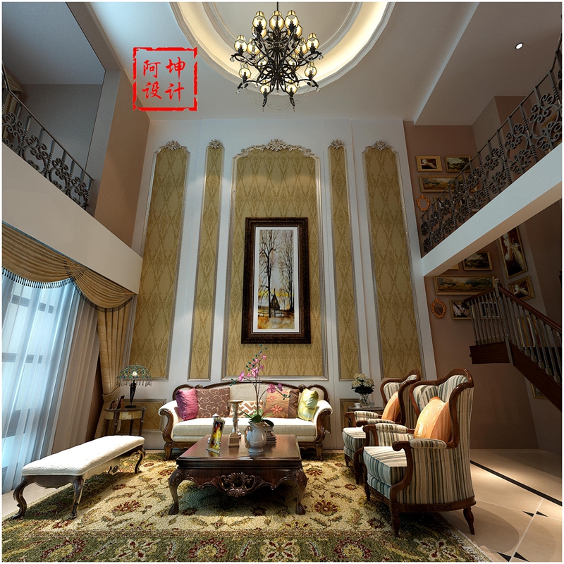 复式 美式 小资 白领 客厅图片来自快乐彩在卓越蔚蓝群岛美式装修设计的分享