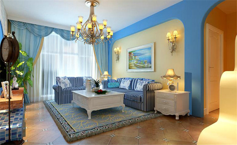 白领 收纳 二居 80后 小资 客厅图片来自实创装饰完美家装在中海金石公馆90平地中海风格案例的分享