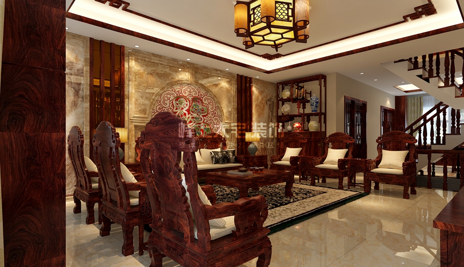 客厅图片来自峰上大宅装饰长沙在青竹园-中式风格设计的分享