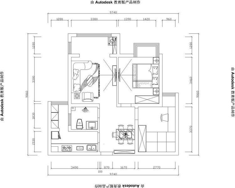 简欧风格 两室两厅 88平方 装修效果图 样板间 户型图图片来自艺尚设计在郑州长江一号88平米装修效果图的分享