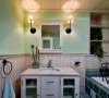 半开放式厨房可以与客厅互动，在墙面色彩选择上，米色和绿色的搭配非常自然，散发着浓郁泥土的芬芳。