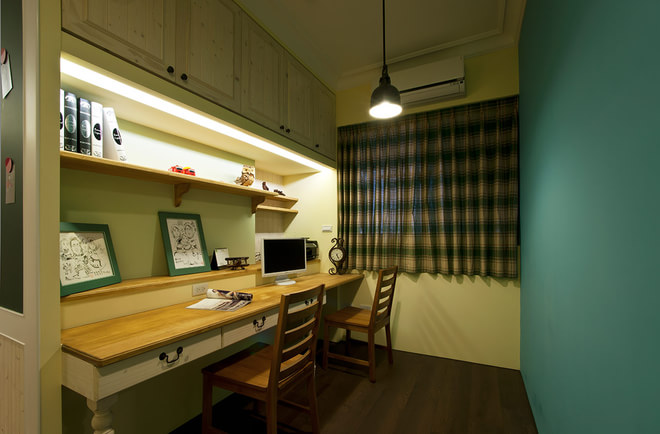 书房图片来自四川岚庭装饰工程有限公司在淡绿的美式清新的分享