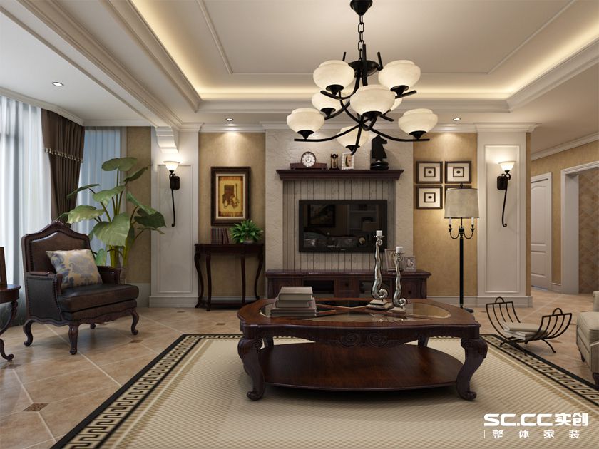 新古典风格 三居 二手房装修 秋月枫舍 客厅图片来自实创装饰上海公司在古典与现代的完美结合的分享