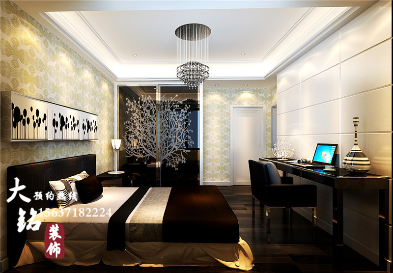 现代简约 复式设计 简约 设计案例 卧室图片来自凤羽飞sun在280平现代简约复式设计风格的分享
