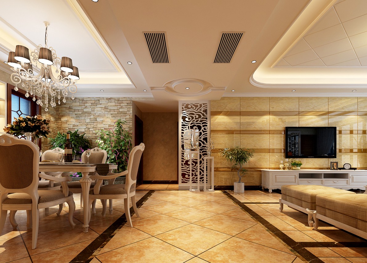 瀚宇天悦 142平米 三居室 欧式风格 装修设计 客厅图片来自郑州实创-整套家装在瀚宇天悦欧式风格装修设计案例的分享