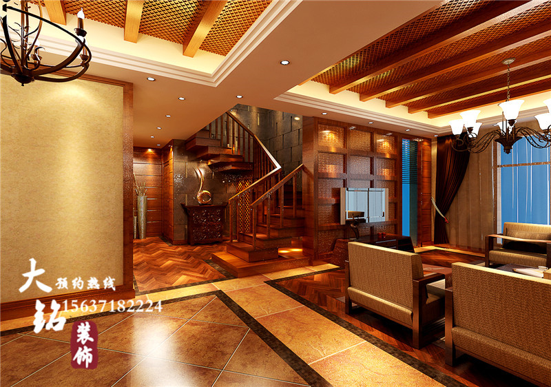 复式设计 样板房 室内设计 郑州装修 楼梯图片来自凤羽飞sun在荣域福湾样板房-泰式设计风格的分享