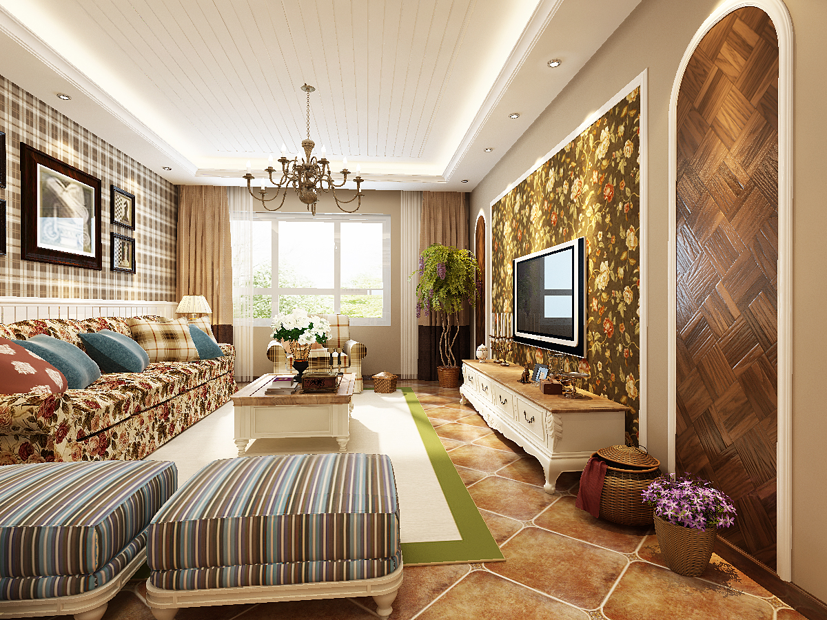 客厅图片来自广州实创装饰朱建芳在御景壹号110平优质美式田园三居的分享