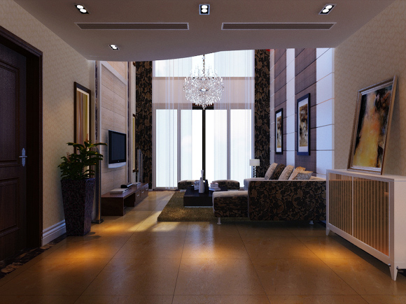 橄榄城 150平米 四居室 现代简约 装修设计案 客厅图片来自郑州实创-整套家装在橄榄城简约风格装修设计图的分享