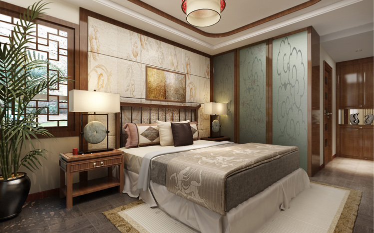 卧室图片来自广州实创装饰朱建芳在越秀•可逸阳光132平新中式案例的分享