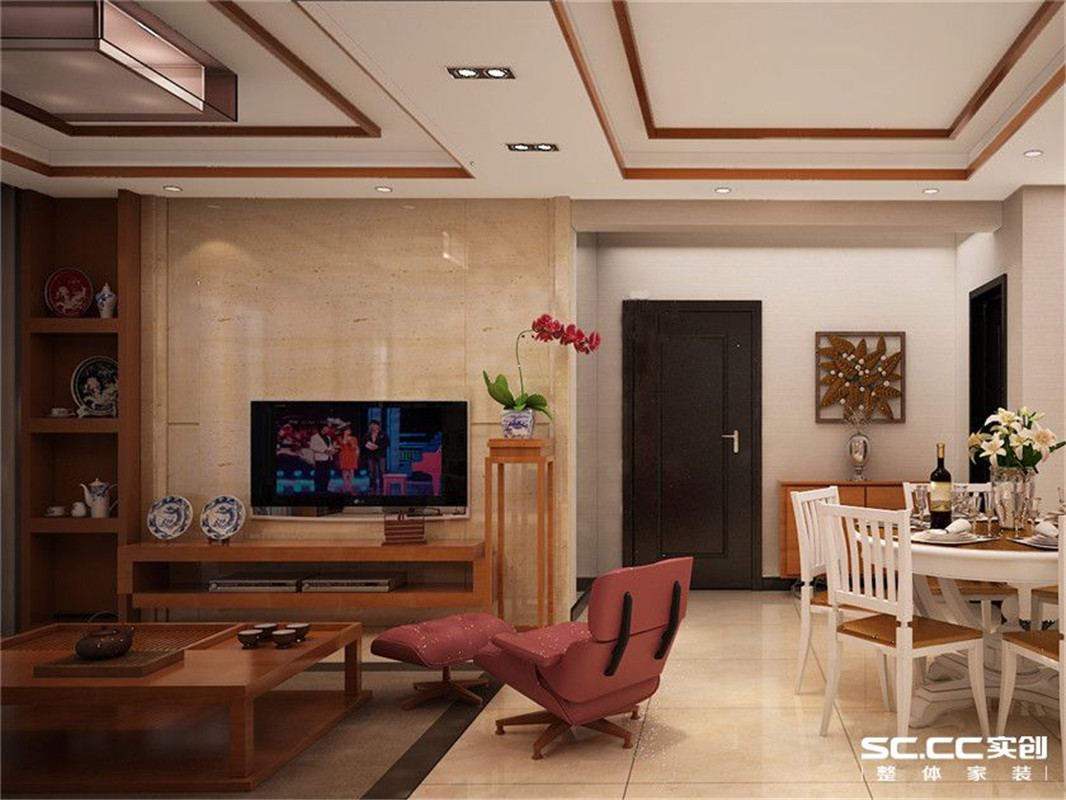 新中式 三居 客厅图片来自郑州实创装饰啊静在温馨简洁宜家新中式三居的分享