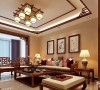 银基王朝 125平三居室 中式风格 装修设计案例 效果图-客厅设计方案