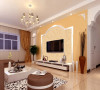 客厅设计：
现代简约风格注重几何线条的修饰，色彩明快跳跃。