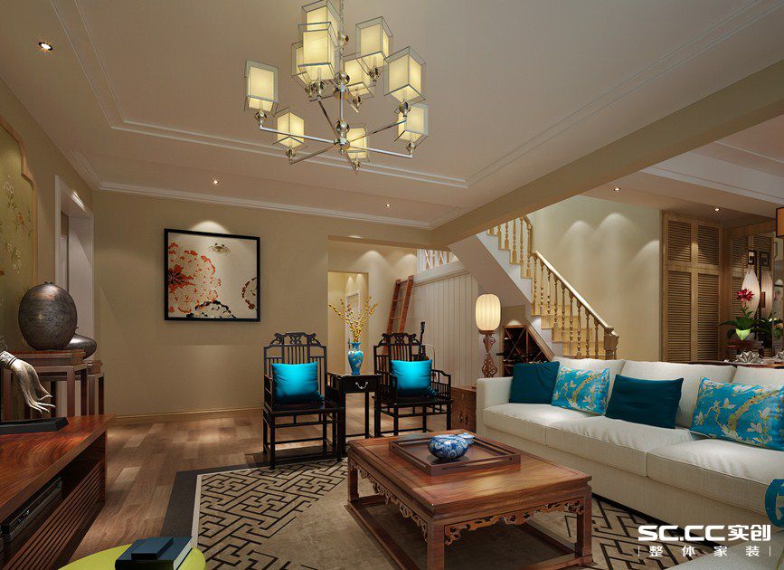 客厅图片来自实创装饰晶晶在嘉华春晓216平中式混搭时尚之家的分享