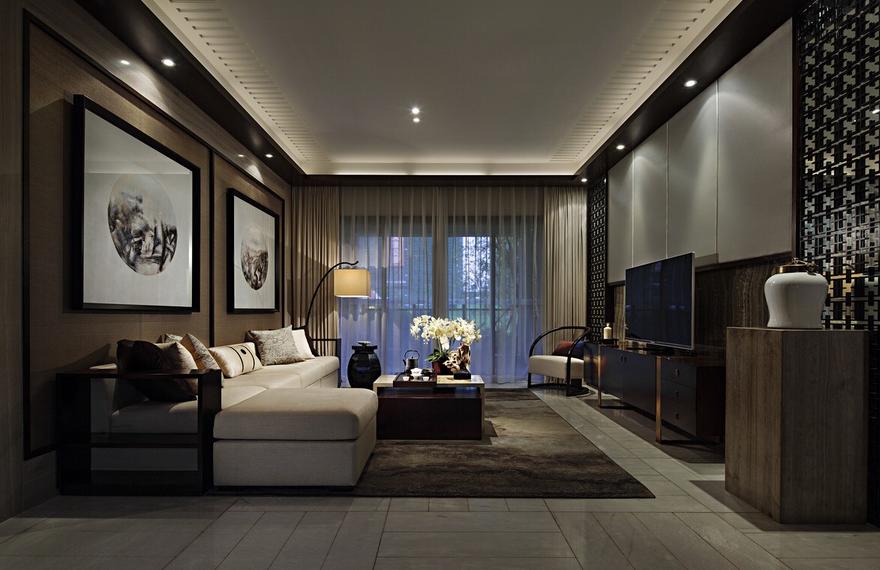 三居 中式 收纳 客厅图片来自武汉实创装饰在顶琇国际公馆109平中式三居的分享