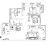郑州亚太花园14号楼120平三室两厅装修新中式案例——户型平面方案