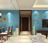 亚太花园新中式装修120平三室两厅案例效果图——客餐厅全景布局