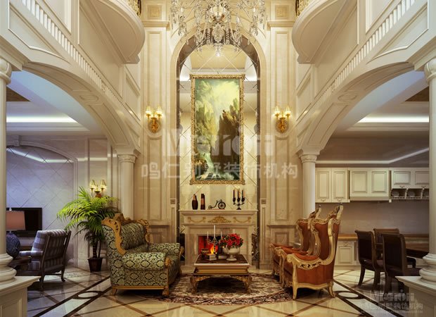 客厅图片来自鸣仁装饰在300平润泽庄园简约欧式风格的分享
