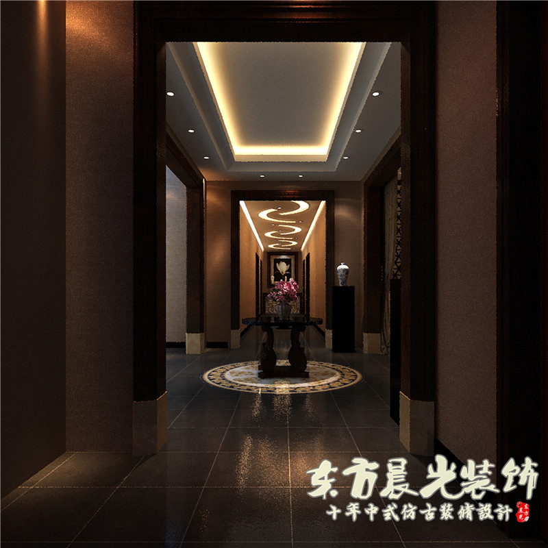 会所 中式装修 私人会所 简约 效果图 客厅 过道 客厅图片来自北京东方晨光装饰公司在私人会所简约中式装修效果图的分享