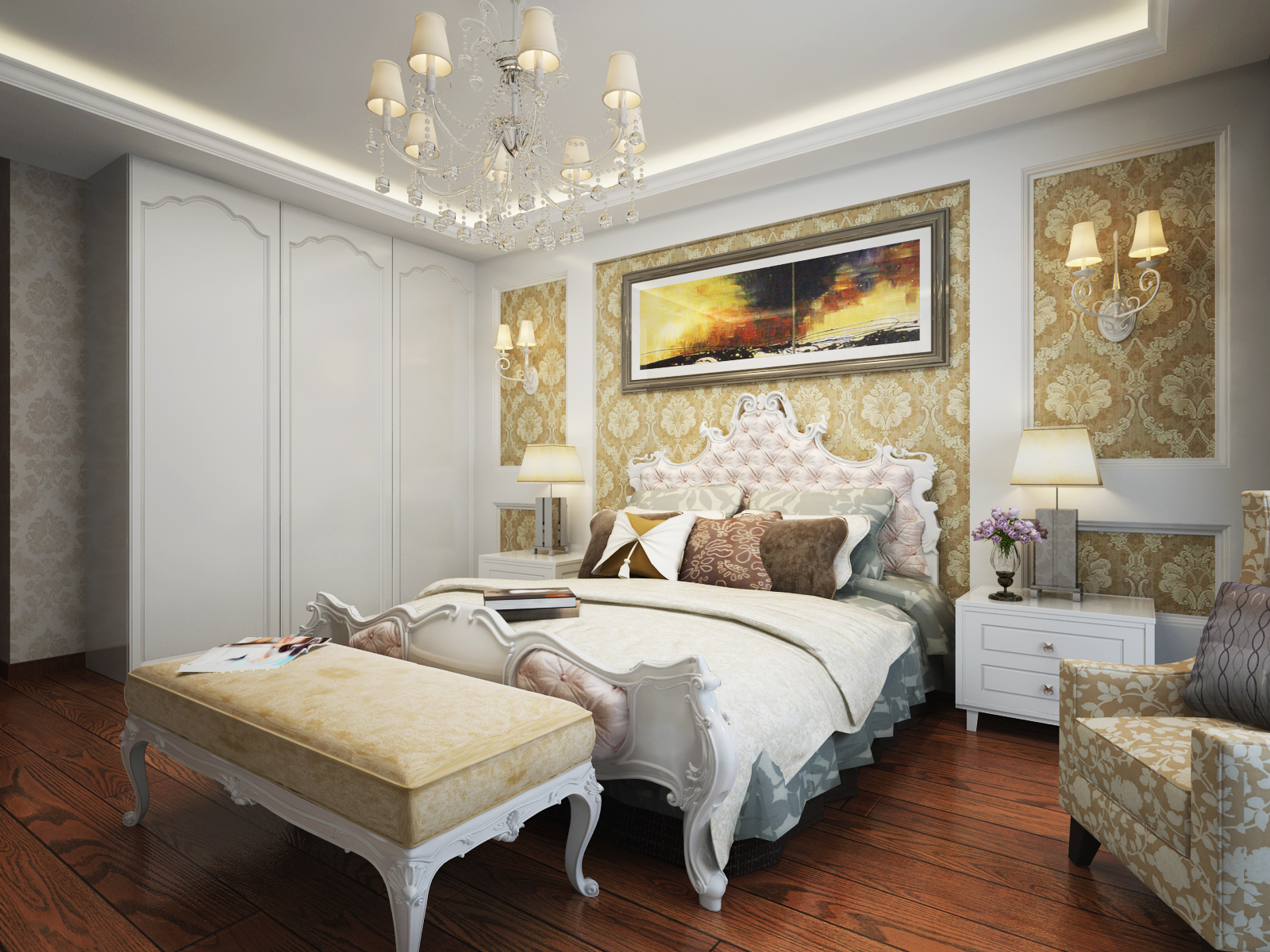 卧室图片来自广州实创装饰朱建芳在御景壹号140平欧式风格的分享