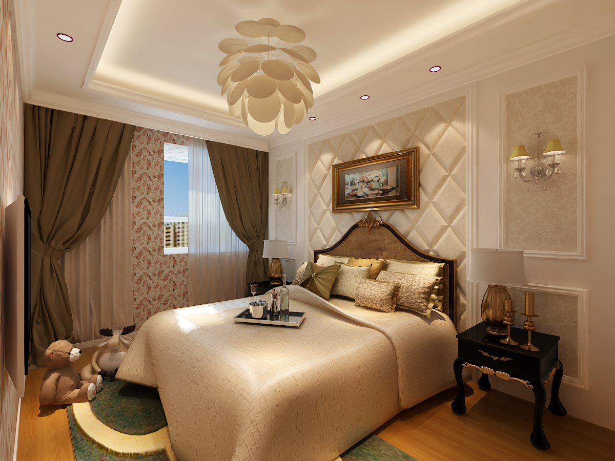 卧室图片来自广州实创装饰朱建芳在同福睿府122平简欧风格的分享