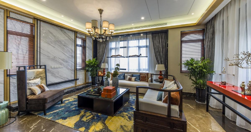 中式 别墅 客厅图片来自成都24城装饰在成都玲珑阁204平米 新中式风格的分享
