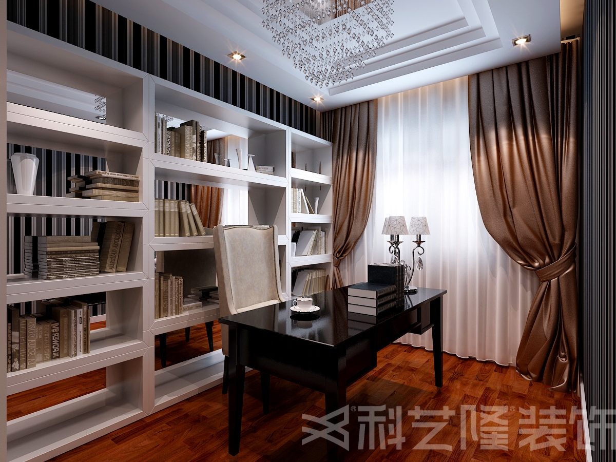 书房图片来自天津科艺隆装饰在阳光星期八-后现代风格-95㎡的分享