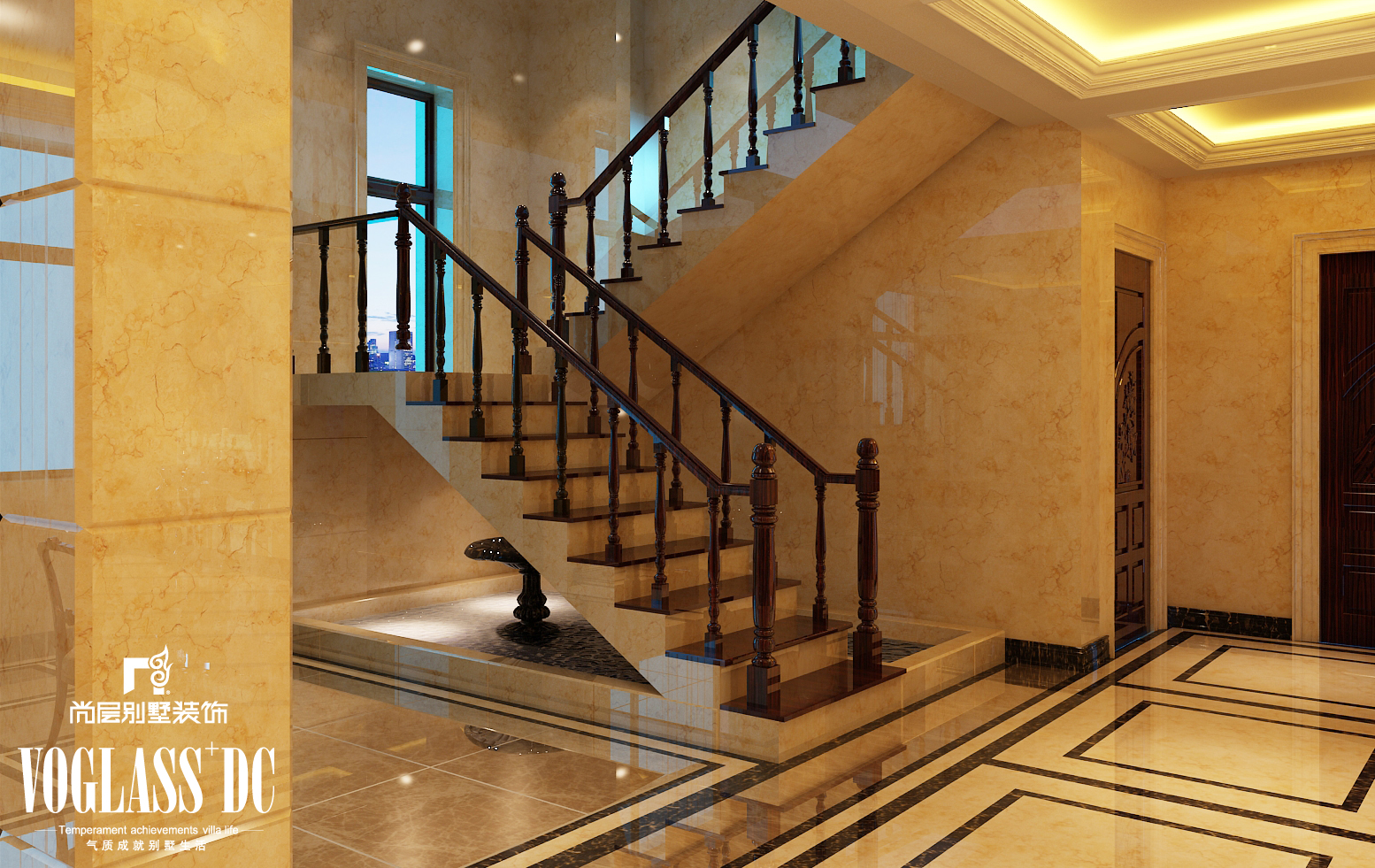 别墅 尚层装饰 新古典 楼梯图片来自Spencer丶nuzzi在团泊湖光耀城 2的分享