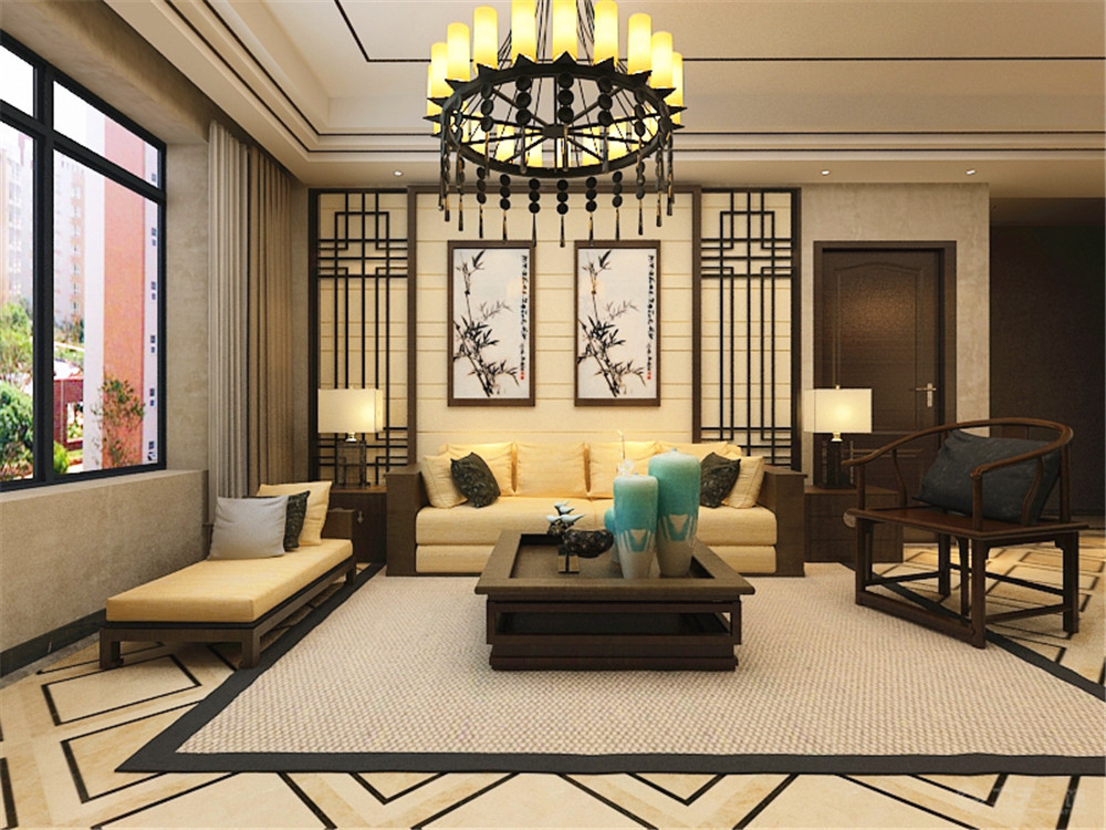 新中式 客厅图片来自阳光力天装饰梦想家更爱家在新中式 中粮大道 100㎡的分享